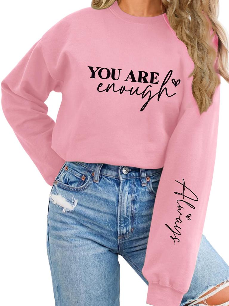 Women's Thickened Plush Hoodie 'You Are Always Enough' Print