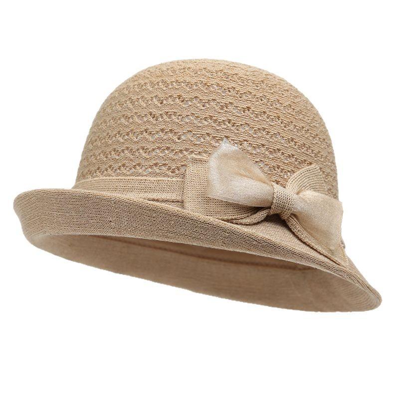 Bow Bucket Hat Women'S Summer Thin Breathable Sun Hat Bowler Hat Mother Hat