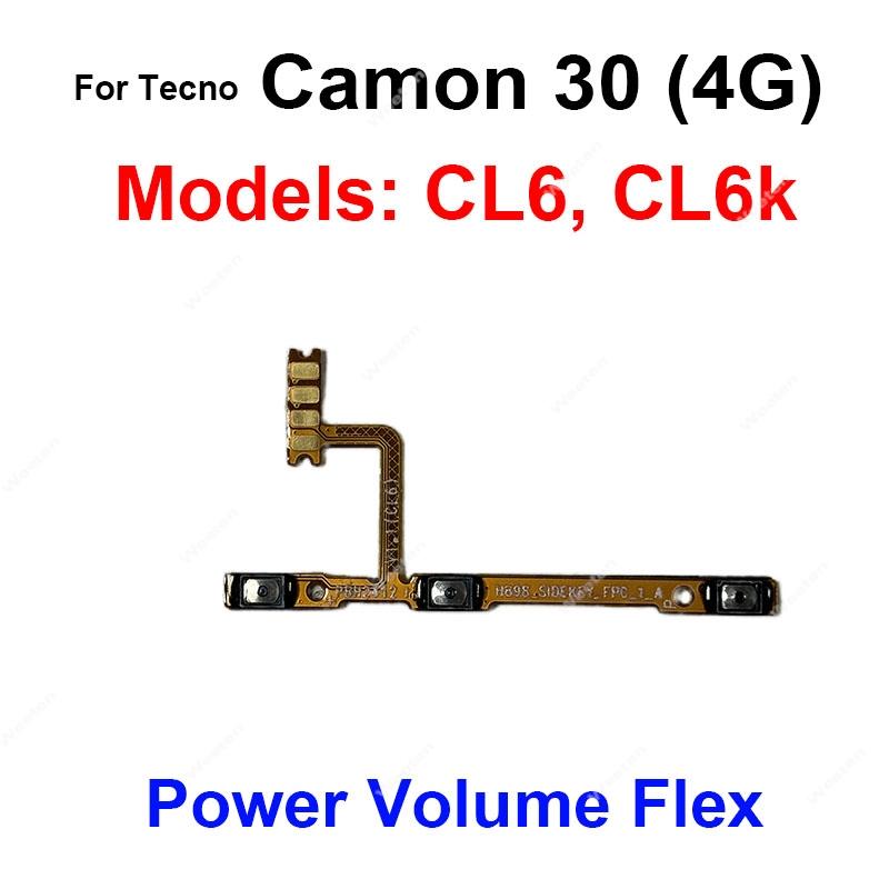 Audio Power Volume Flex Cable For Tecno Camon 17 17P 18 18P 19 20 30 Pro Premier Neo Power Volume Flex Cable Flex Ribbon Repair