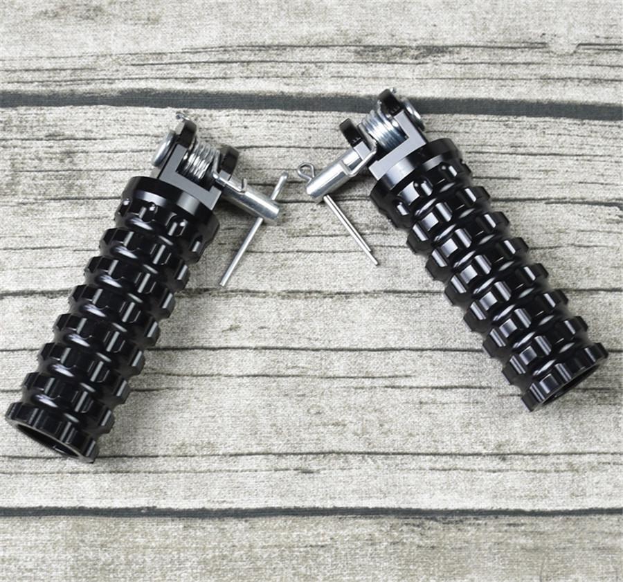 2PCS Retro Vintage Motorcycle Motorcycle Modification Bright Black Plaid Front of the Foot Pedal