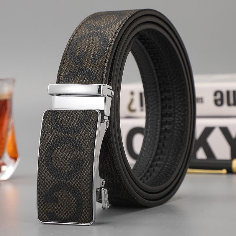 Men's Casual Patchwork Faux Leather Waist Belt with Letter Pattern