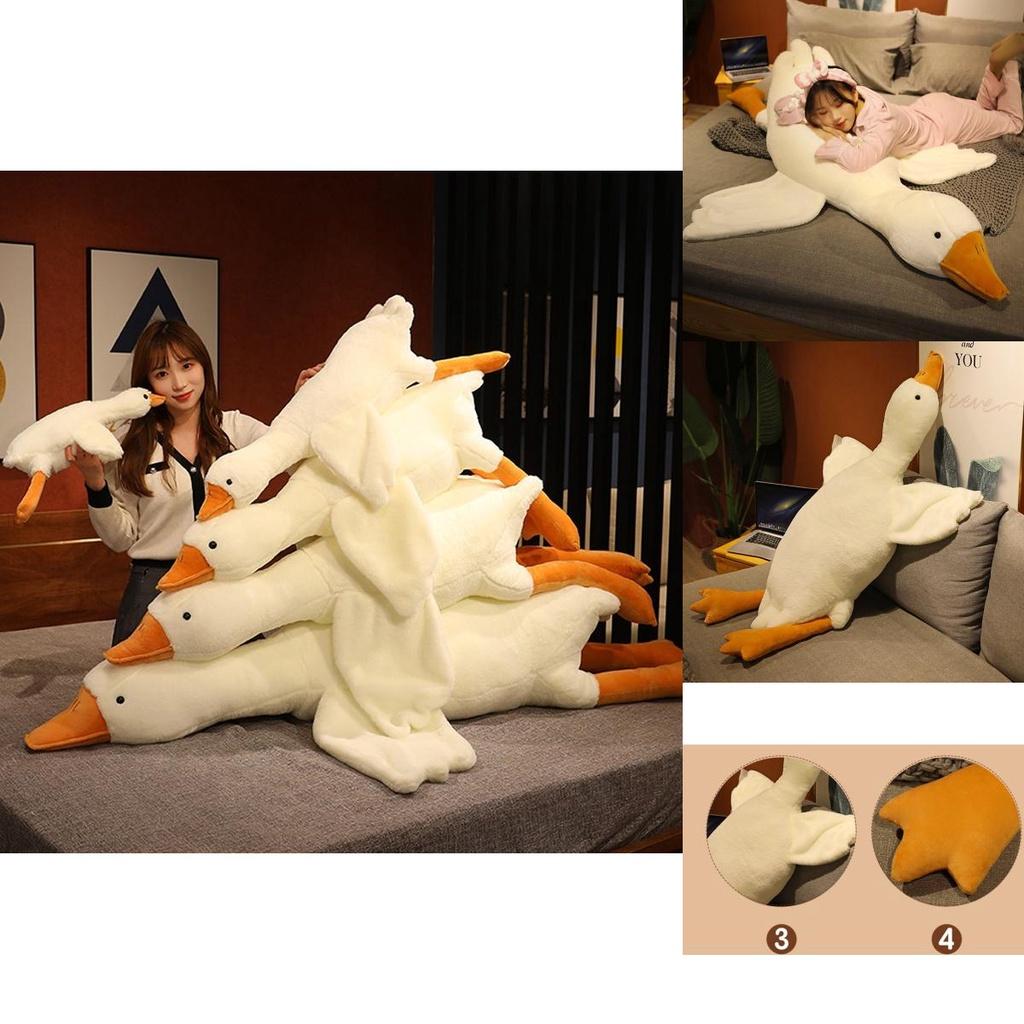 Huge 19.7/35.4/51.2in White Goose Plush Sleeping Toy Cushion For Kids