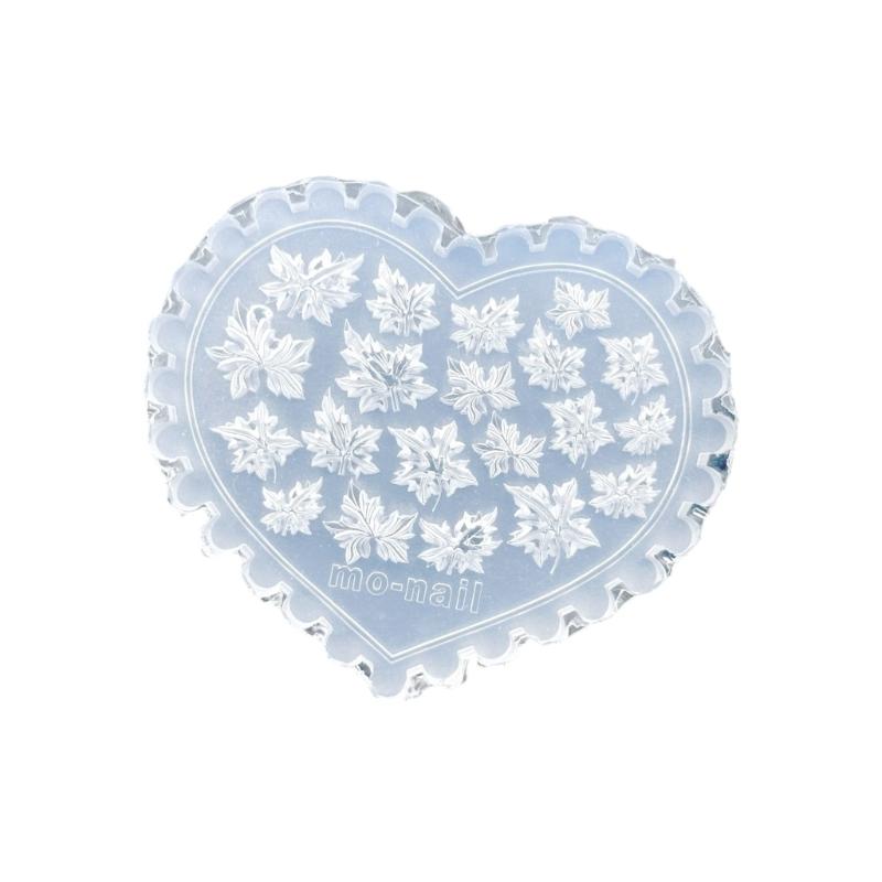 Silikon Nagelkunstform mit Pilz-, Ahornblatt-, Herzmustern für DIY Maniküre-Design, wiederverwendbare Vorlage