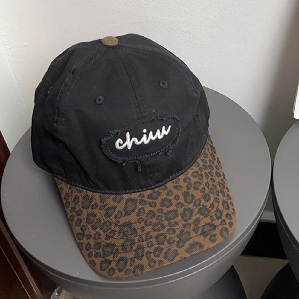 Leopard Print Duck Tongue Cap Color Splicing Rebound Caps Fashion Sun Hat  for Women Girls