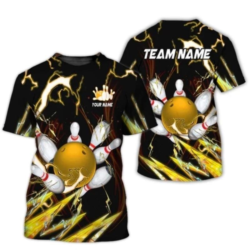 3D Printed Men's Entertainment Bowling Game T-shirt, Bowling Series Daily Casual T-shirt Top