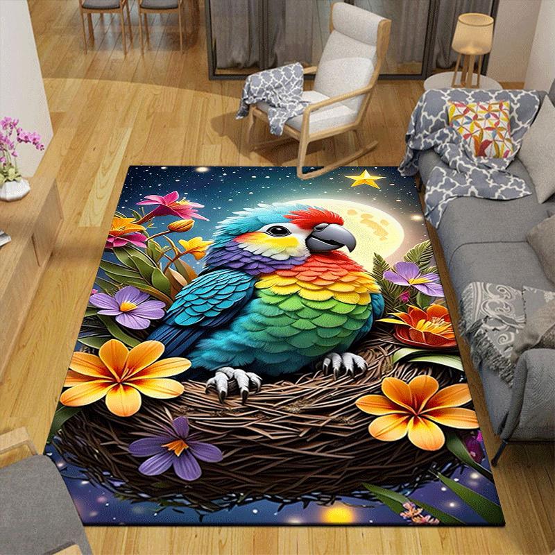 1 Stück Süßes Papageien-Design Teppich - Weich, Rutschfest und Langlebig Gaming-Zimmer Dekor für Schlafzimmer