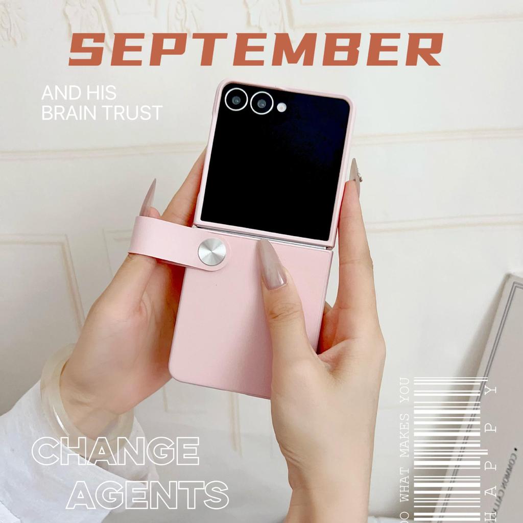 Ręczne skórzane etui Samsung Z Flip7/6/5 z paskiem na nadgarstek i podstawką do składanego ekranu