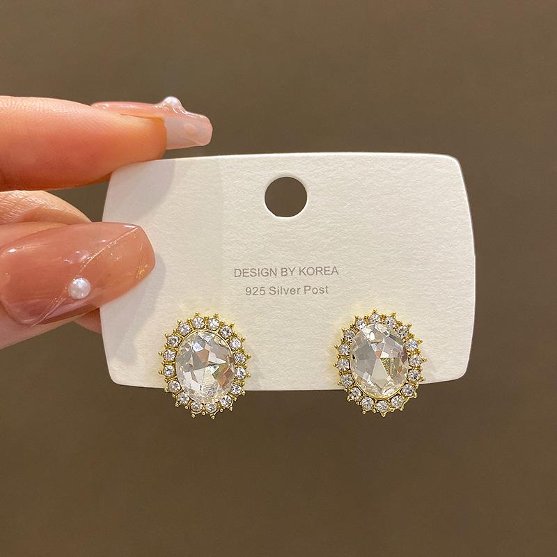 S серебряная игла супер-вспышка циркон серьги-гвоздики  голубиное яйцо  женские нишевый дизайн серьги для девочки серьги