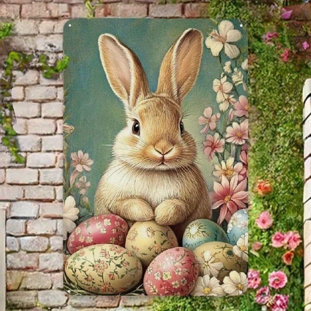 Easter Rabbit Metal Tin Sign Wall Art Decor 20x30cm