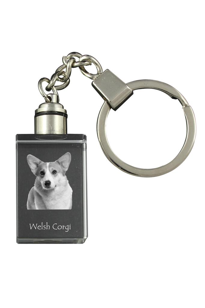 Pembroke Welsh Corgi - Crystal Key Ring with Dog Photo, Illuminated Key Ring, Unique Gift by Art-Dog Brand