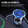 6-Port 100W Car Charger, Multi USB Fast Charging with LED Display