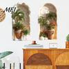 Modern Minimalist Room Accents 2Pcs 3D Tropical Plant Wall Sticker for Home Decor, Arched Niche Window Decal, Non Fading Murals Bathroom Realistic PVC