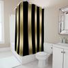 Moderner schwarz-gold gestreifter Duschvorhang - Kreatives lineares Geometriedesign - Innen-Heim-Badezimmer-Dekor - Künstlerischer Badvorhang