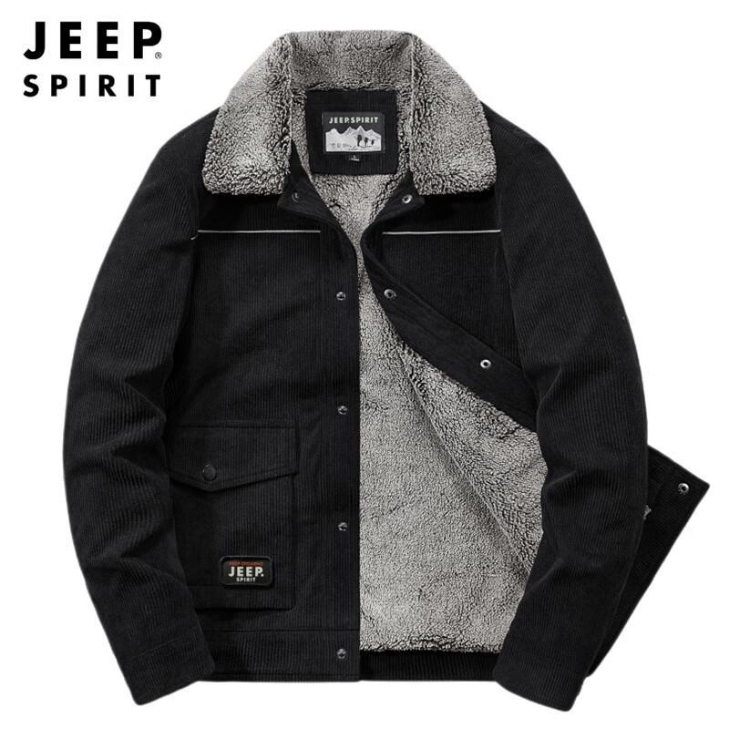 JEEP SPIRIT Men's Corduroy Fleece Lined Lapel Jacket