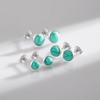 Real 925 Sterling Silver Green Round Turquoise 4MM 5MM 6MM Stud Earrings Vintage Elegant Female Jewelry For Women Gifts