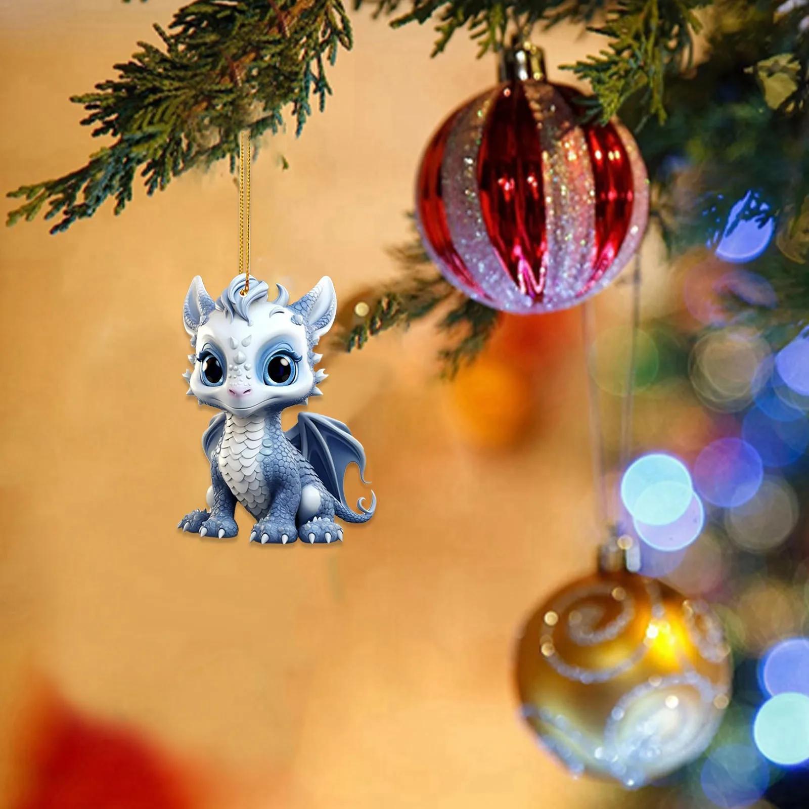 

Новый год 2025 рождественские принадлежности милый дракон новогодняя елочная игрушка подвесное украшение акриловый кулон для украшения интерьера автомобиля подарки 2D