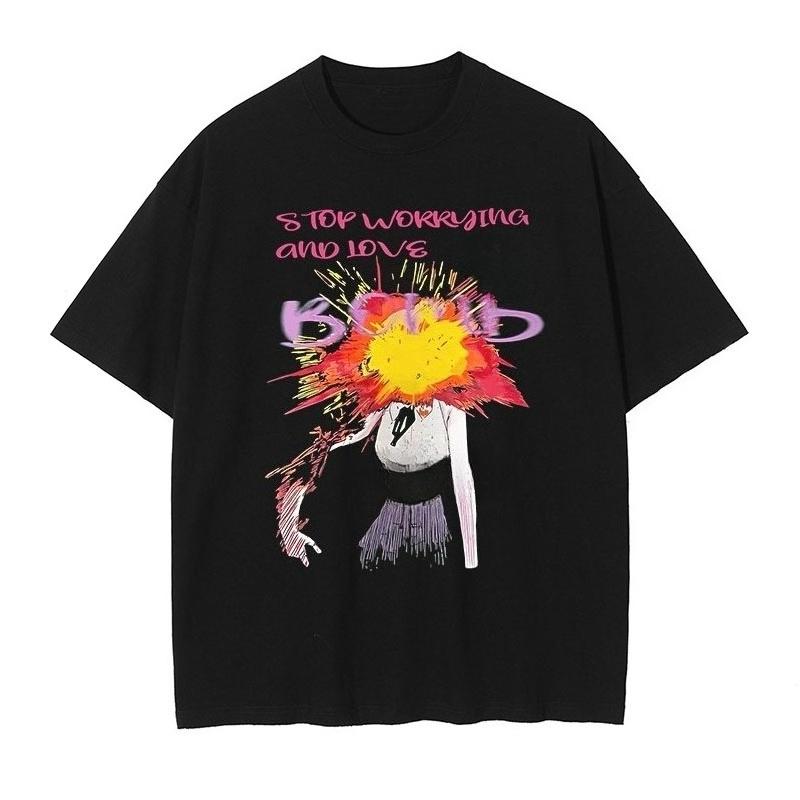 

Japanese Anime pure Cotton Short-sleeved T-shirt Crew Neck Retro Printed Cartoon Men and Women Autumn and winter innerwear 4XL