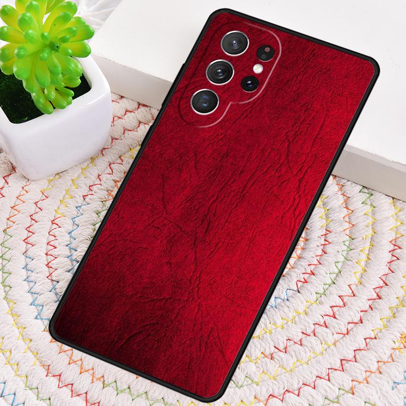 Red Leather Pattern design Phone Case For Samsung Galaxy note 10 pro S26 S25 S24 S23 S22 Ultra Plus S21 FE S20 Shockproof Cover