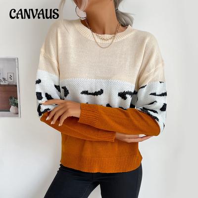 Pull à manches longues pour femme, pull à la mode, décontracté, blocage des couleurs, Section fine, automne et hiver
