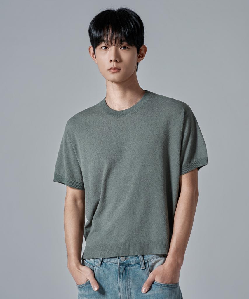WAAR M1092 Airy Round Knit_Sage Green