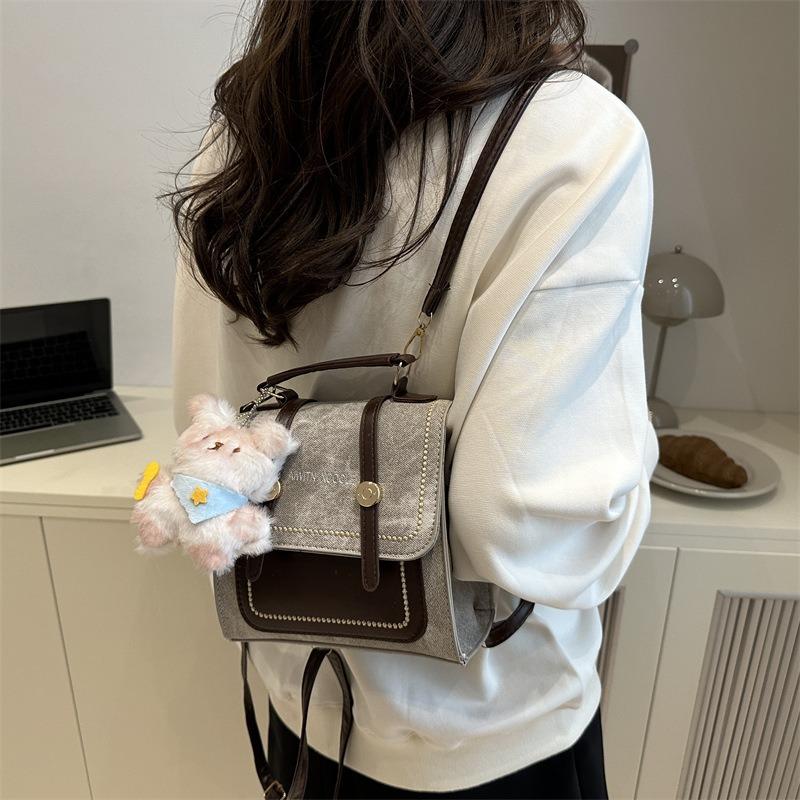 Travel small schoolbag new versatile student backpack fashion contrasting color women's backpack after travel