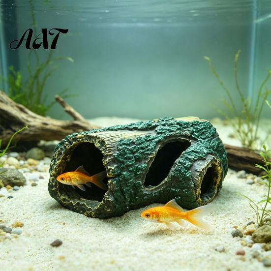 Nicht verblassende Aquarium-Dekoration Verrotteter Baum Reptilienversteck, Loch Aquarium Fische Garnelen PVC-Ornament Versteckhöhle, Gecko-Unterschlupf für Terrarien-Dekoration