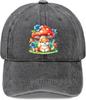 Cute Puppy and Mushroom Watercolor Print Washed Baseball Cap Adjustable Casual Sun Protection Adult Hat