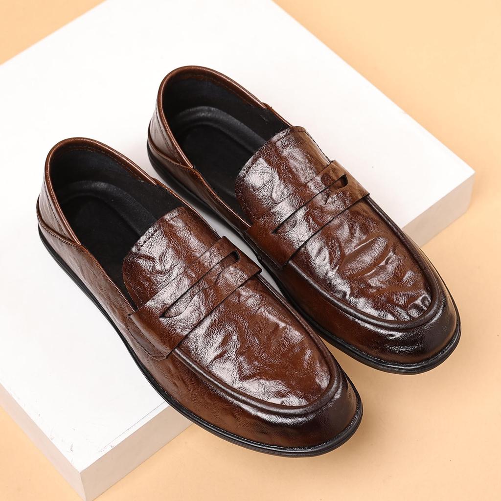 Men's Spring & Summer Leather Loafers: British Formal & Casual Slip-On Shoes