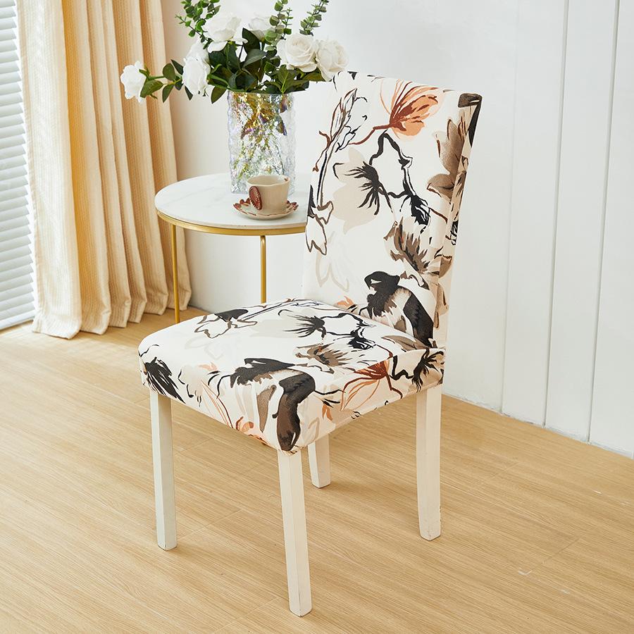 Printed Chair Cover Stain-Resistant Dirt-Resistant Decorative Elastic Chair Cover Universal Living Room Dining Seat Protector
