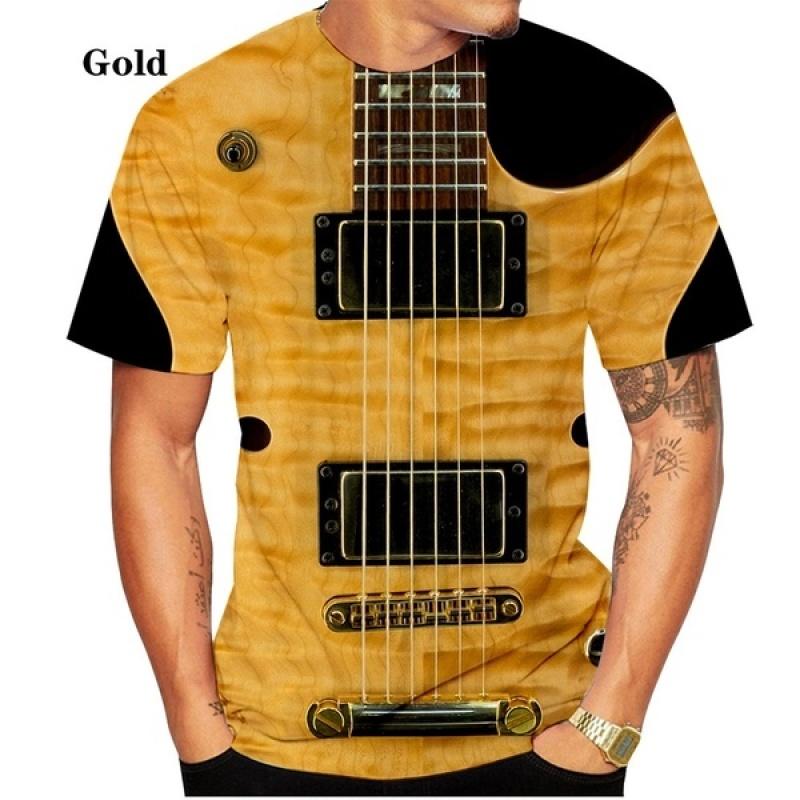 

2022 модная футболка унисекс с забавной гитарой, футболка с 3D принтом, мужская и женская футболка с короткими рукавами XS-5XL 6XL