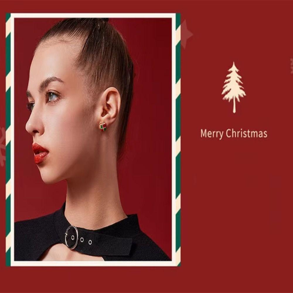 2 Pairs Fashion Christmas Snowman Christmas Earrings Fine Jewelry Christmas Tree Asymmetric Earrings Cute Gifts Drop Earrings