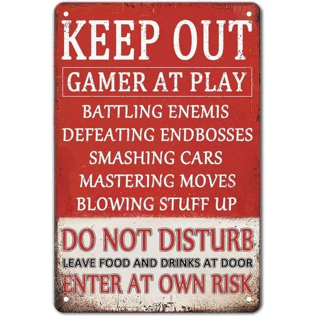 Retro Gamer At Work Metal Tin Sign Vintage Wall Art Poster for Game Room Café Garage Club Bar Pubs Iron