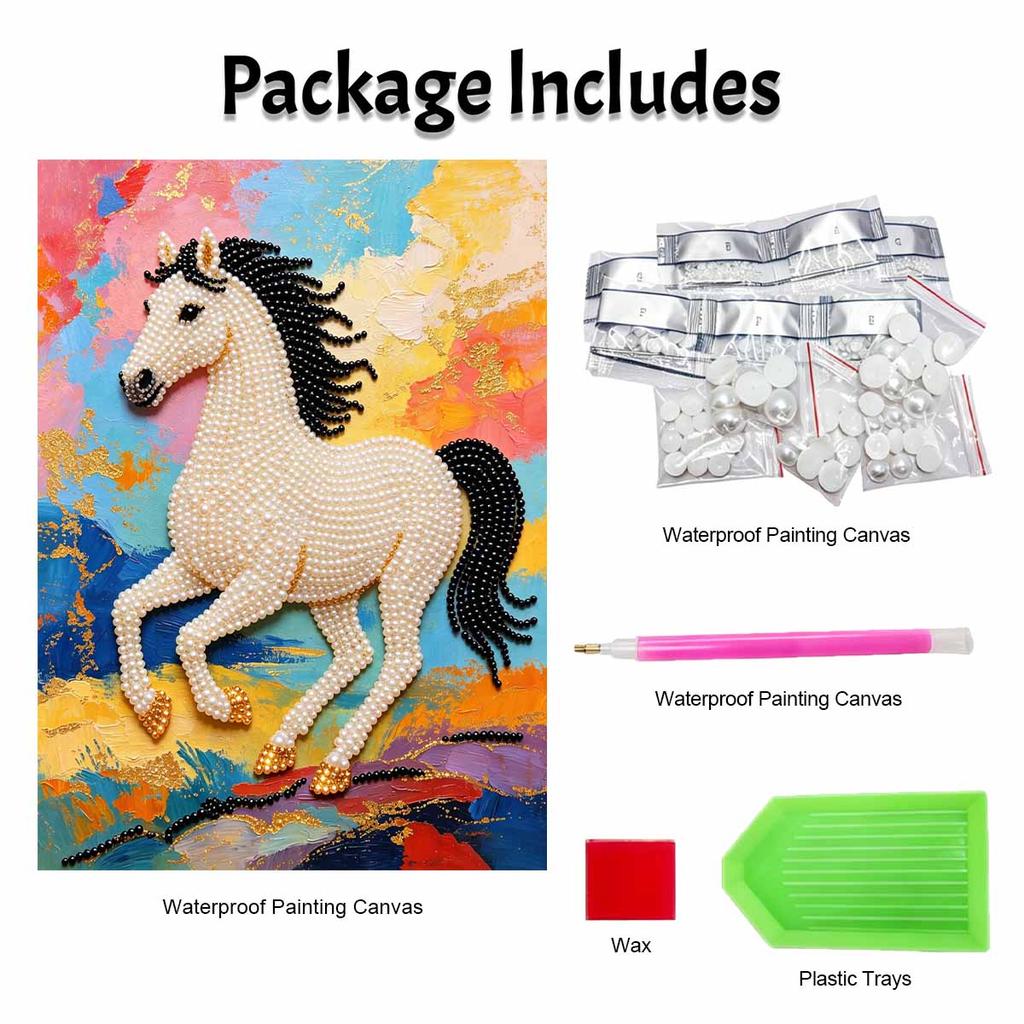 Shiny Pearl Running Horse DIY Painting Creative Bead Art Craft Household Wall Decoration Nice Present For Art Hobbyists Home Decor Ornament