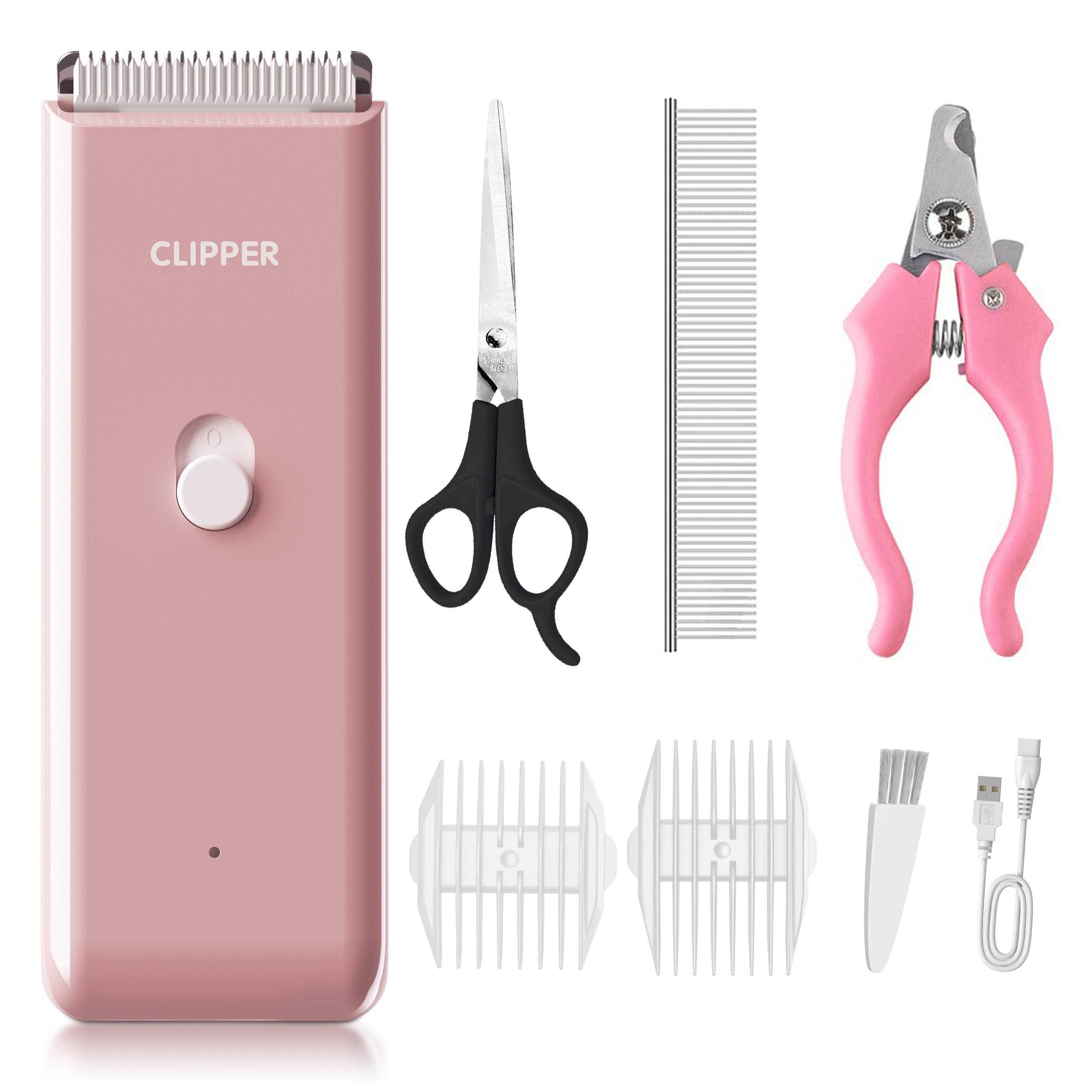 

Dog Hair Clipper Pet Grooming Tools Set Professional Electric Pet Hair Trimmer Cordless Rechargeable Dog Cat Puppy Shaver розовый