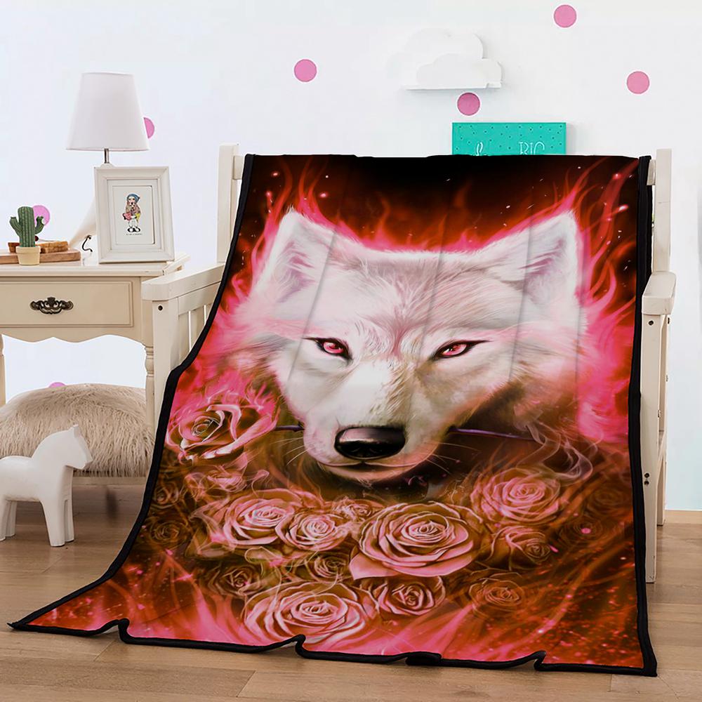 New 3D Wolf Printing Theme Blanket Housewarming Gift Decoration Summer Blanket Plush Blanket