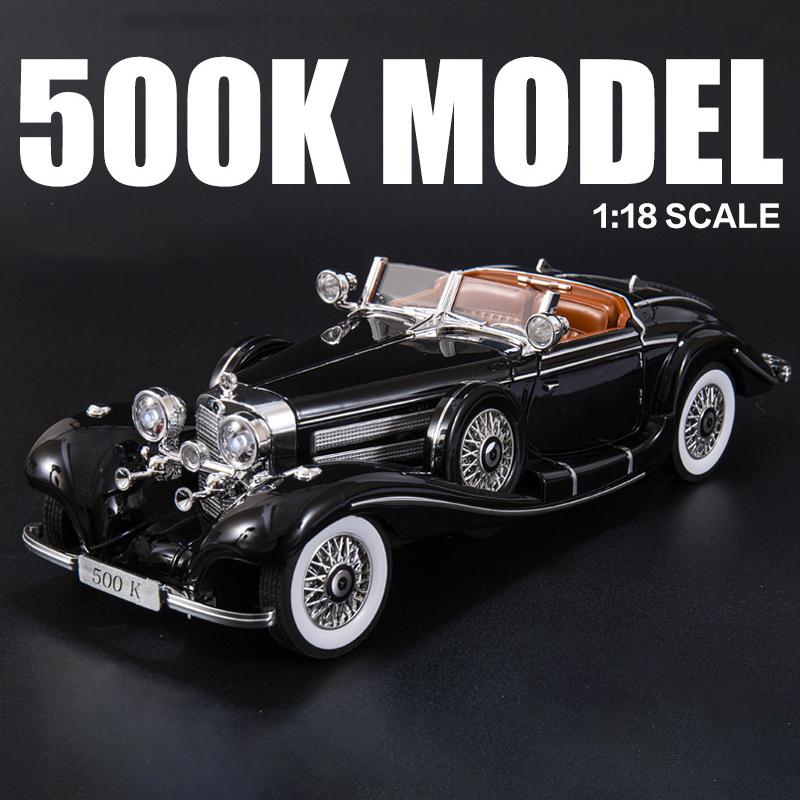 1/18 Mercedes-Benz 500K 1936 Alloy Die Cast Toy Car Model Sound and Light Children's Toy Collectibles Birthday gift