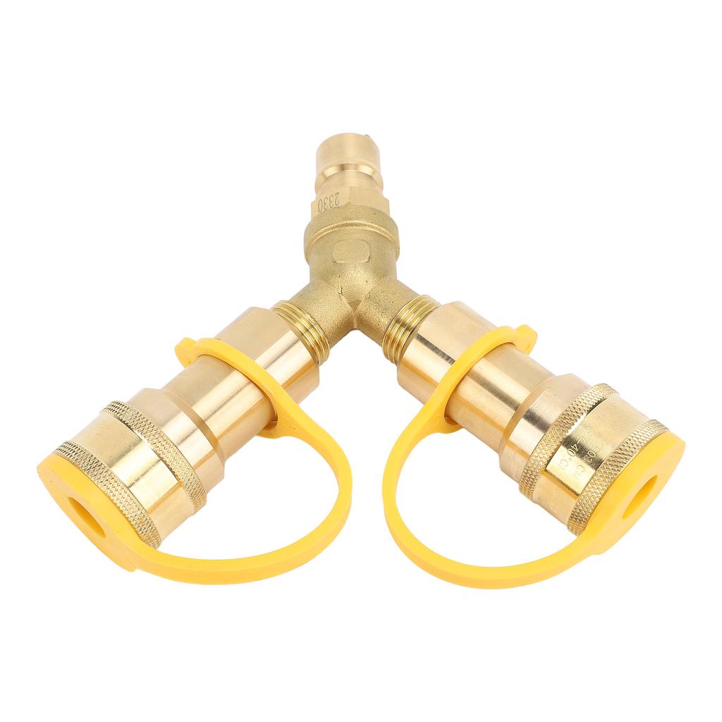 RV Quick Connect Y Splitter Adapter 1 2in Enhanced Efficiency Heat Resistant Copper 2 Way Quick Connect Hose Adapter