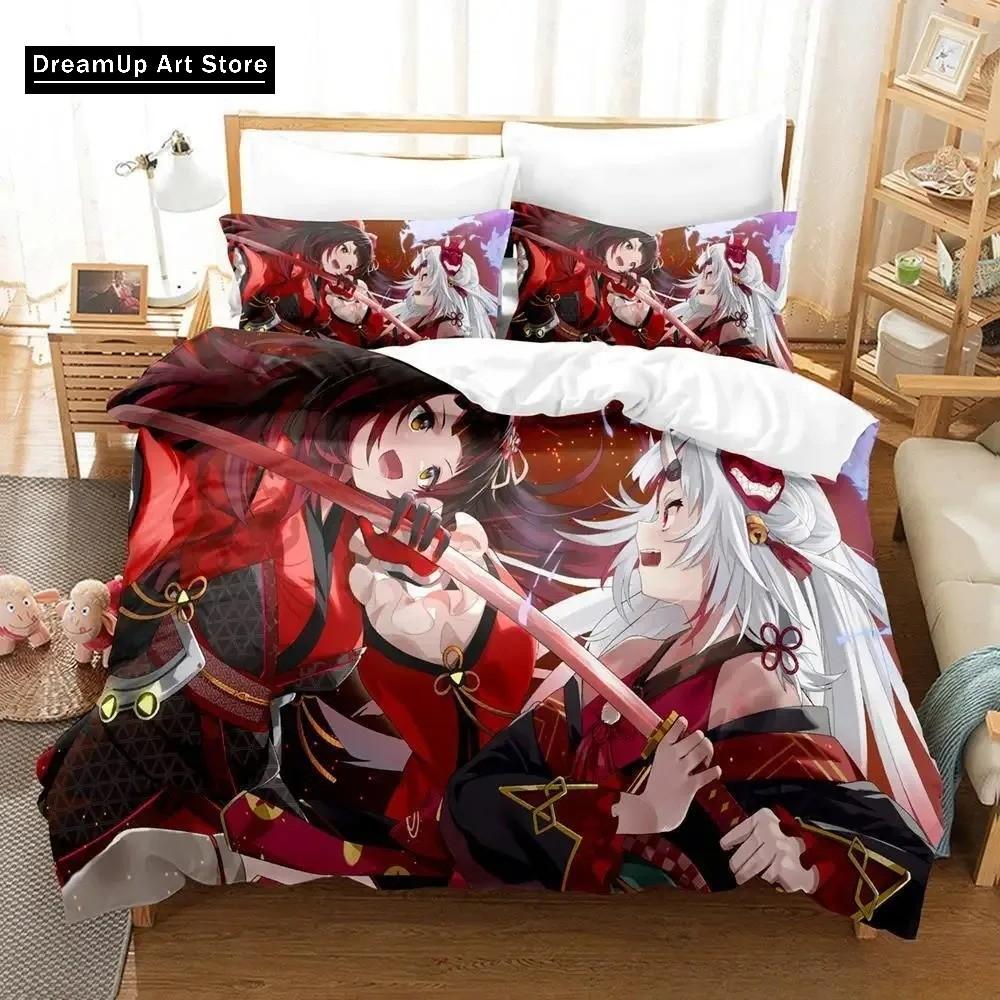 3D Print Fashion Kawaii Nakiri Ayame Bedding Set Boys Girls Twin Queen Full Size Duvet Cover Pillowcase Bed Adult Bedroom