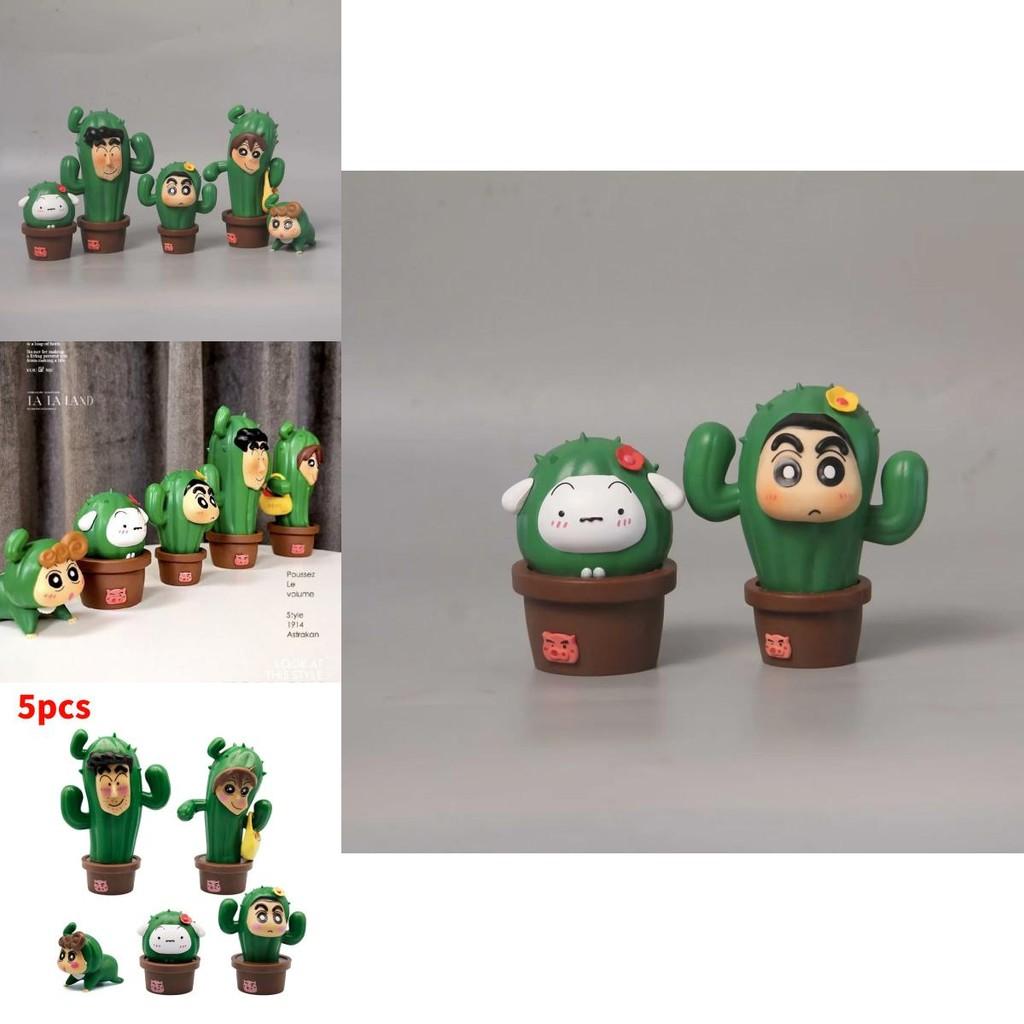 Charming Cactus Shin-chan Collectible Figurines Pvc Family Characters Display Set