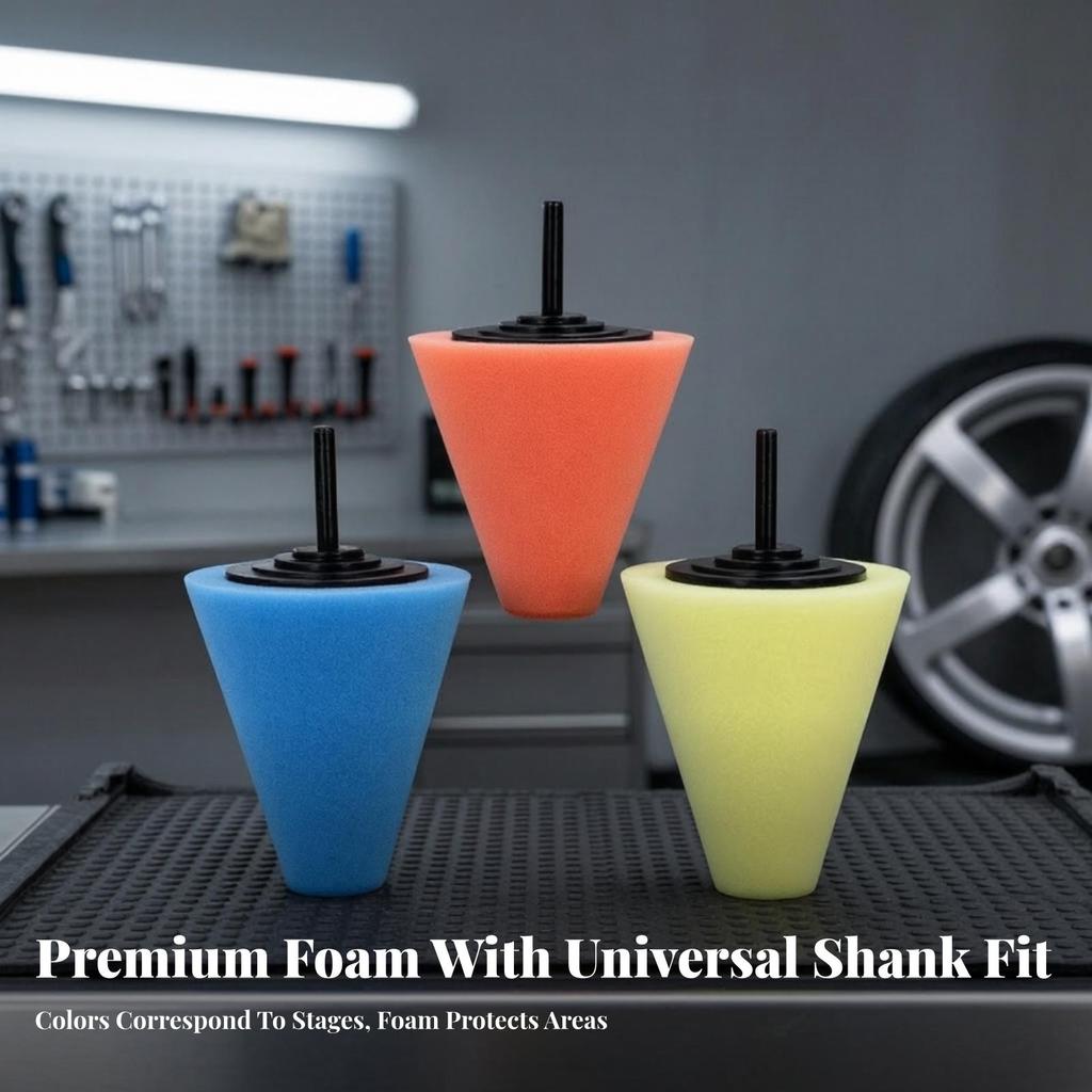 3 Pieces Cone-Shaped Polishing Wheel Soft Cone Sponge Ball Versatile