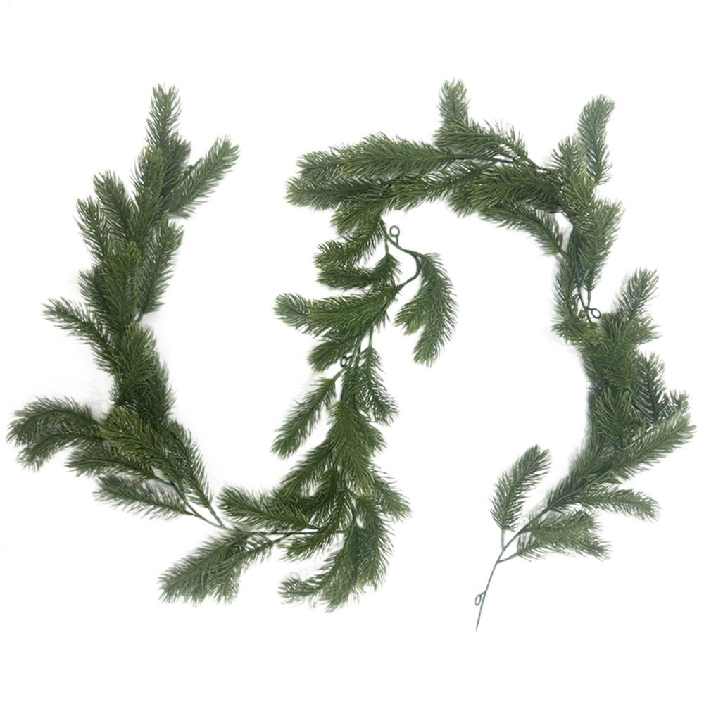 Christmas Pine Garland Real Touch Norfolk Pine Garland Pine Needle Home Door Decoration Unique Wreath Ornament Bendable Table