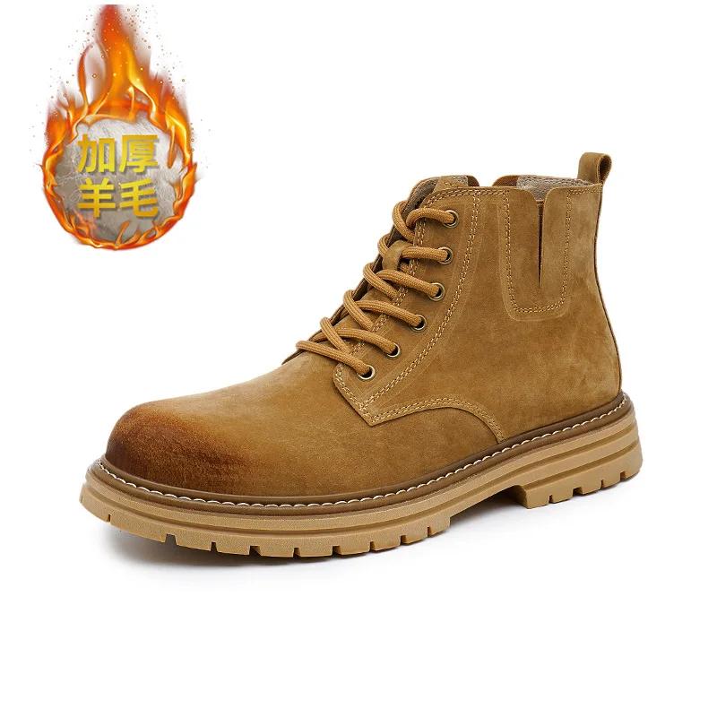 

Mens Boots British Style Thick Soled Boots 2024 Winter Retro Medium Duty Boots Men s High Top Outdoor Shoes platform boots 44