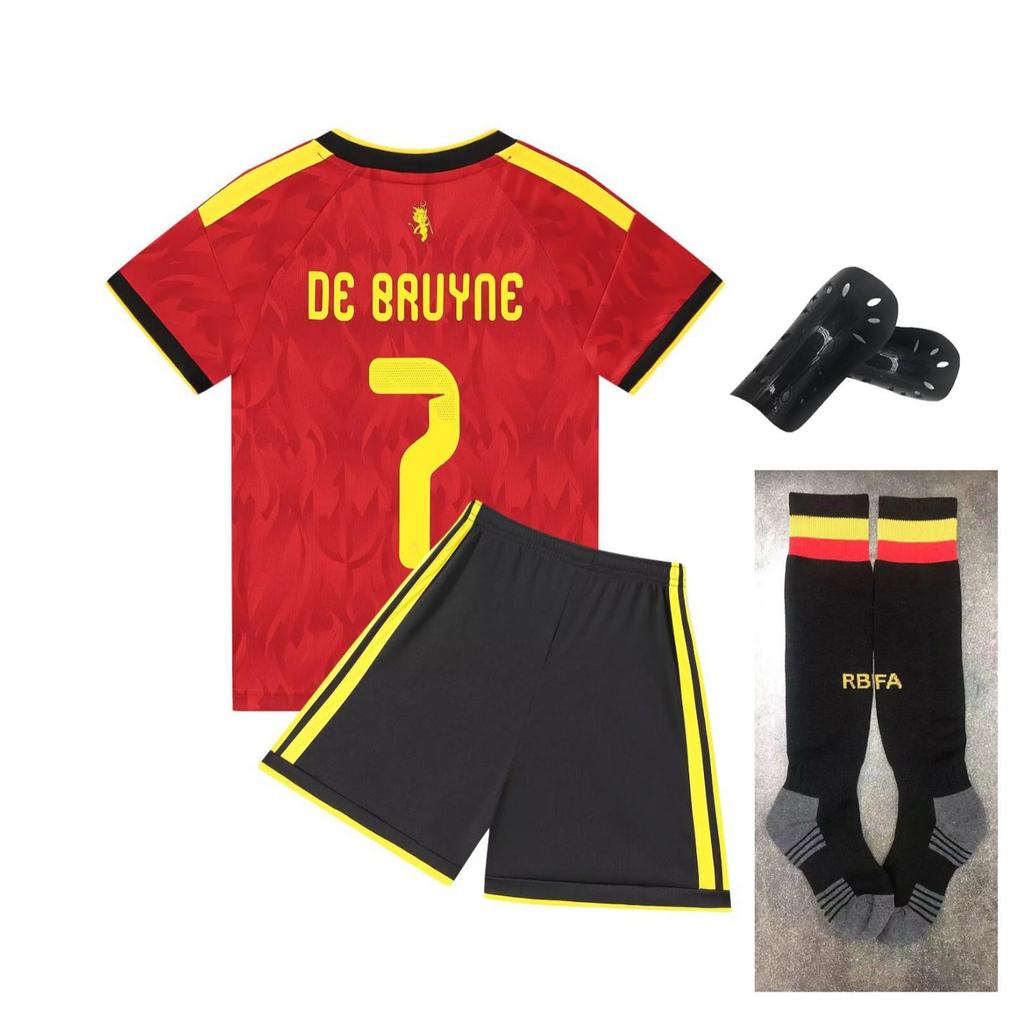 Belgium Home National Team No. 7 Football Jersey Kids Set, Sizes 14-30
