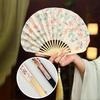 Vintage Shell-Shaped Folding Fan Portable Retro Cotton-Linen Chinese Style Hand Fold Fans Cheongsam Catwalk Dance Props Gifts
