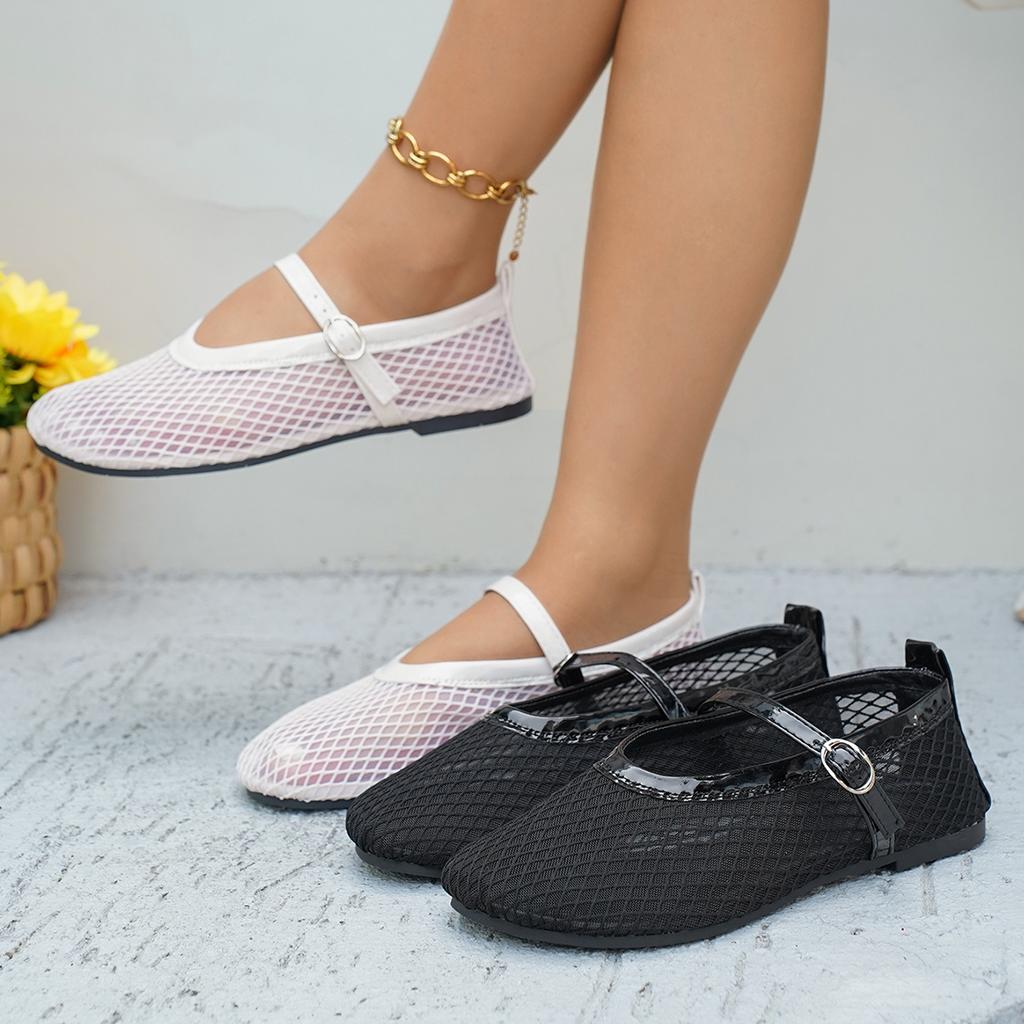 Fashion 2025 Women Flat Sandals Fashion Mesh Ballet Designer Shoes Hollow Female Round Head Breathable Mesh Sandals Zapatos De Mujer