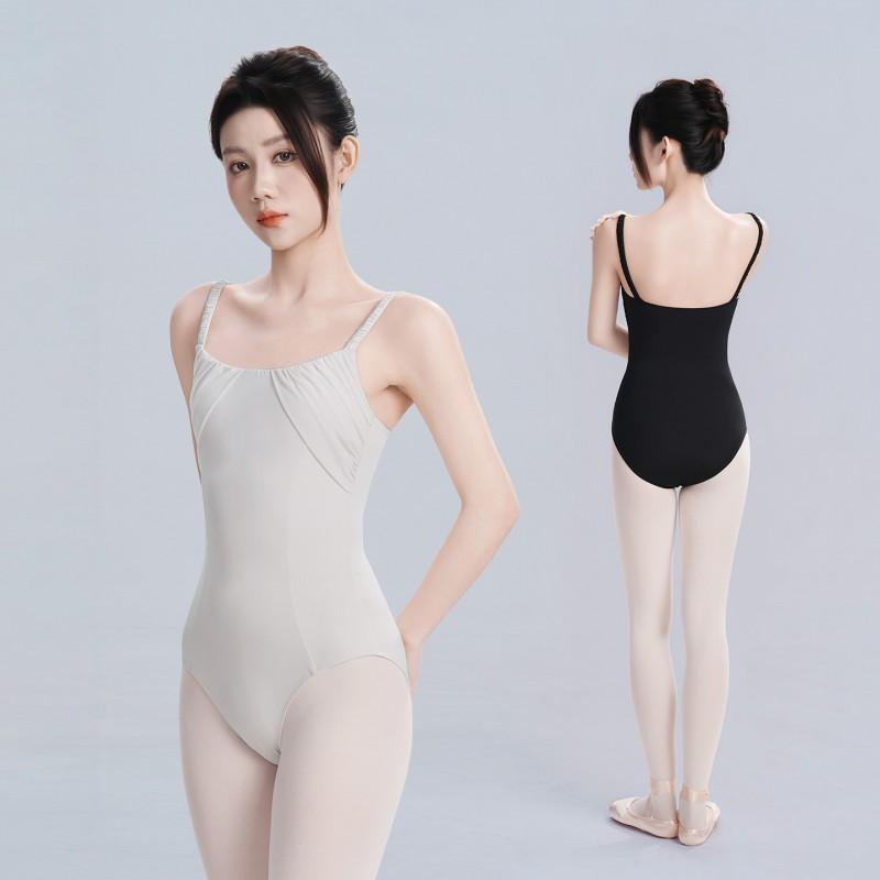 Womens Ballet Leotard With Ruched Detail Adjustable Straps High-Cut Legging Style Dancewear Practice Yoga Gymnastics