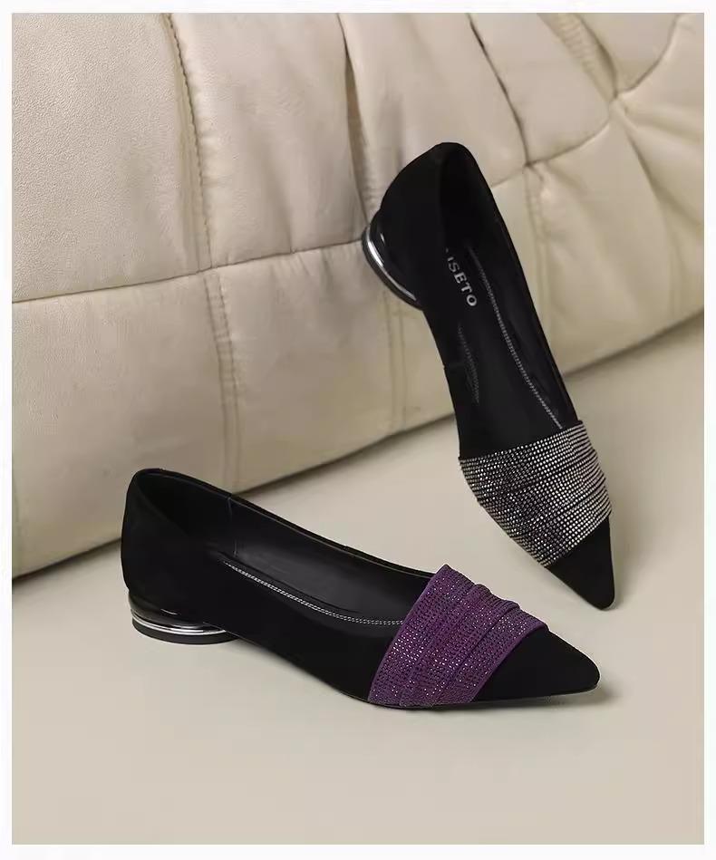 

Роскошные модные хрустальные туфли на высоком каблуке, сексуальные туфли-лодочки с острым носком на низком каблуке, элегантная и удобная женская обувь для повседневной носки 40 серебряный