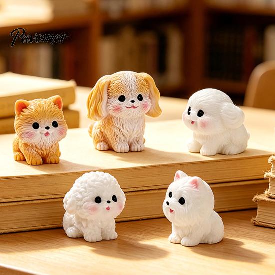 Small Decorative Figurines 2Pcs Mini Dog Figurines, Cute Resin Puppy Miniature Animal Figures, Car Dashboard Decorations Ornaments for Micro