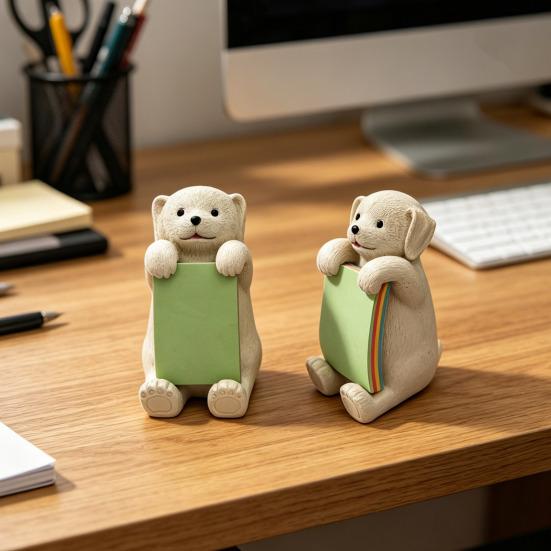 Dog Memo Pad Dispenser Resin Cute Dog Desktop Stick Note Holder for School Home Office Desk Accessories