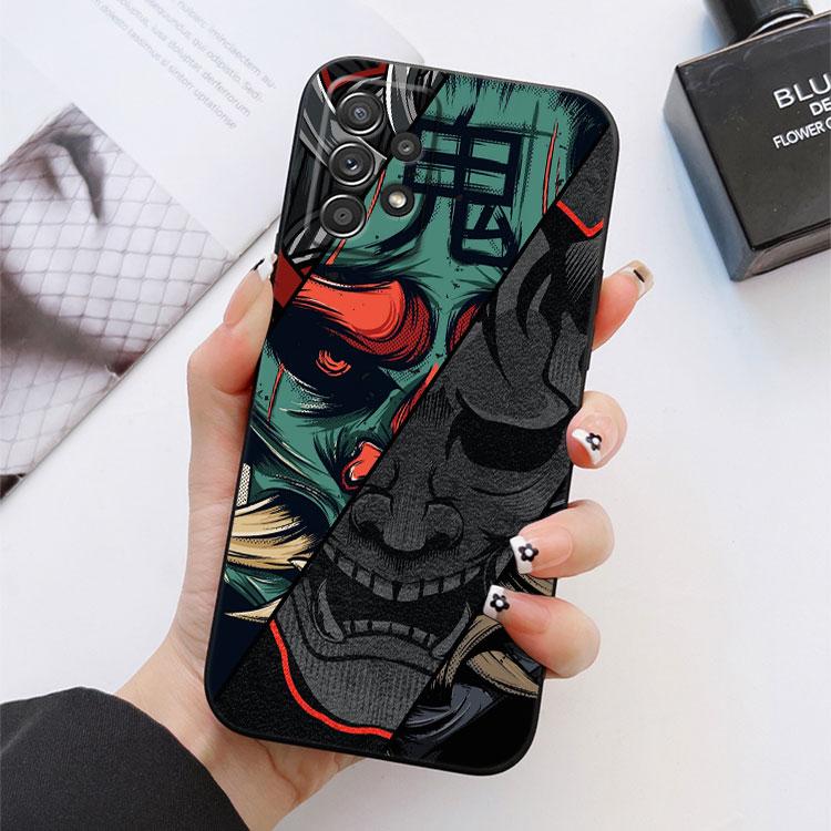 Samurai Ghost Hannya Ukiyo-E Mask Phone Case For Samsung S24 FE S25 Ultra A03 A04 A05 A06 A12 A13 A16 A26 A35 A36 A56 A55 Cover